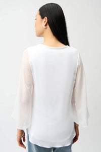 Joseph Ribkoff - Silky Knit Straight Tunic With Chiffon Tulip Sleeves
