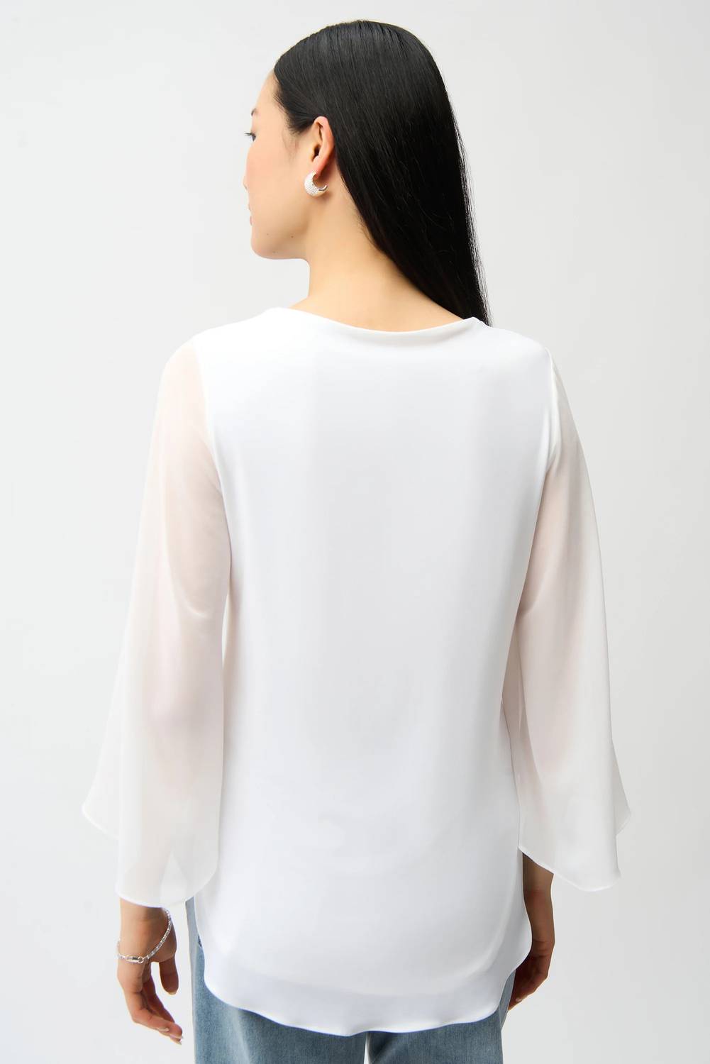 Joseph Ribkoff - Silky Knit Straight Tunic With Chiffon Tulip Sleeves