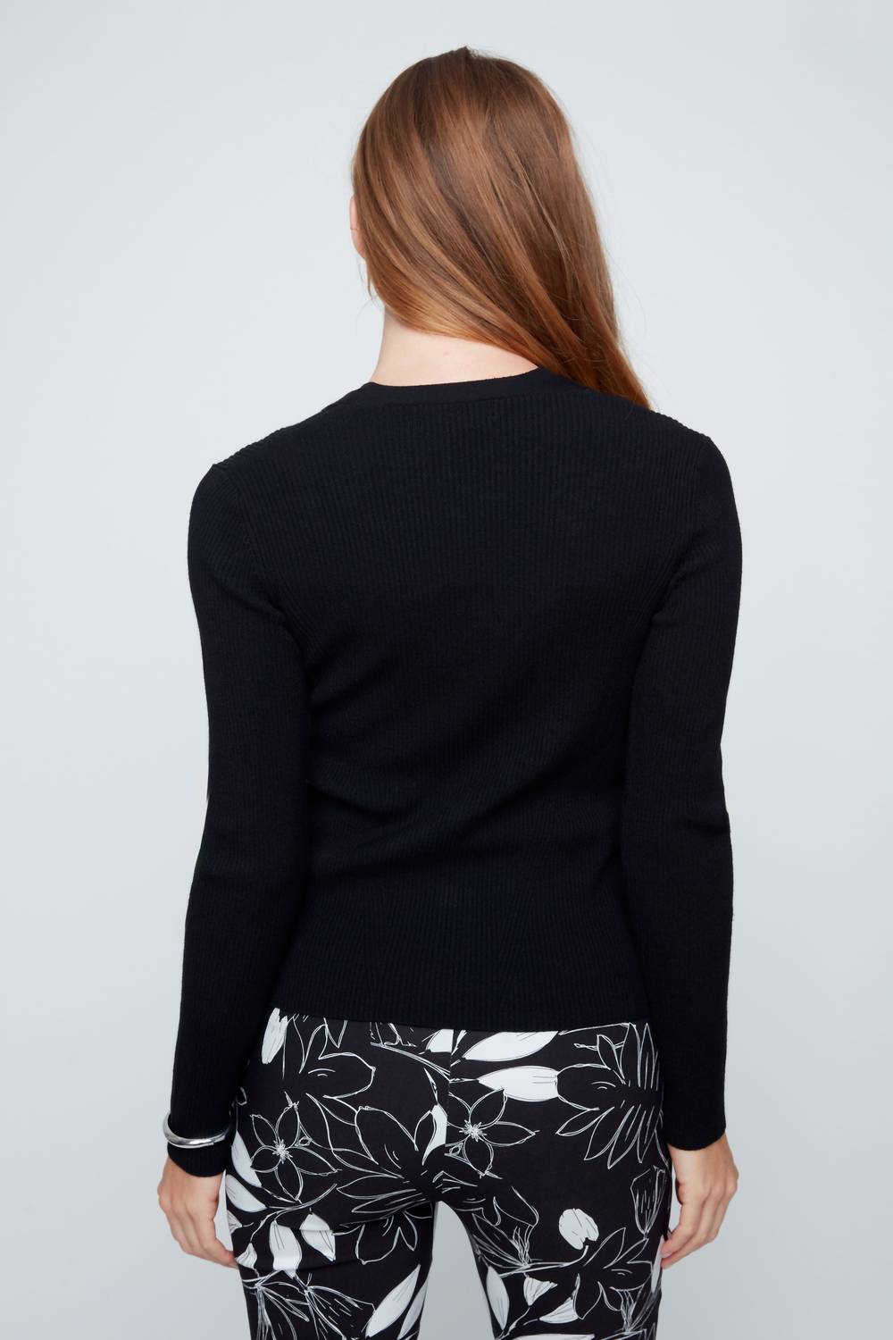 Renuar Lightweight Knit Cardigan in black - women's cardigan - detail view