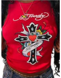 Ed Hardy - Women's Cross Rhinestone Tank Top