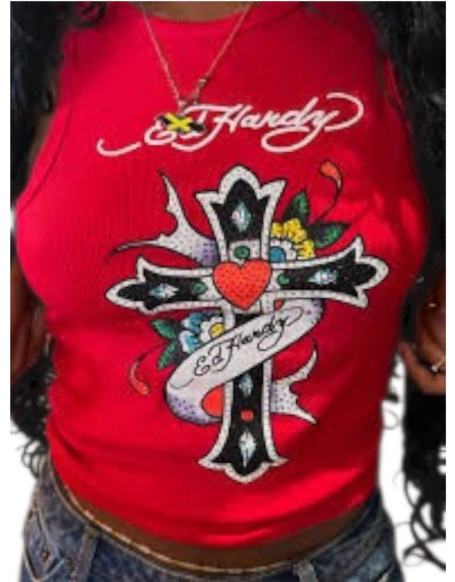 Ed Hardy - Women's Cross Rhinestone Tank Top