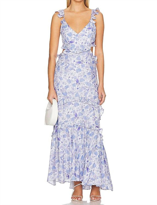 Astr - Cassis Floral Ruffle Maxi Dress