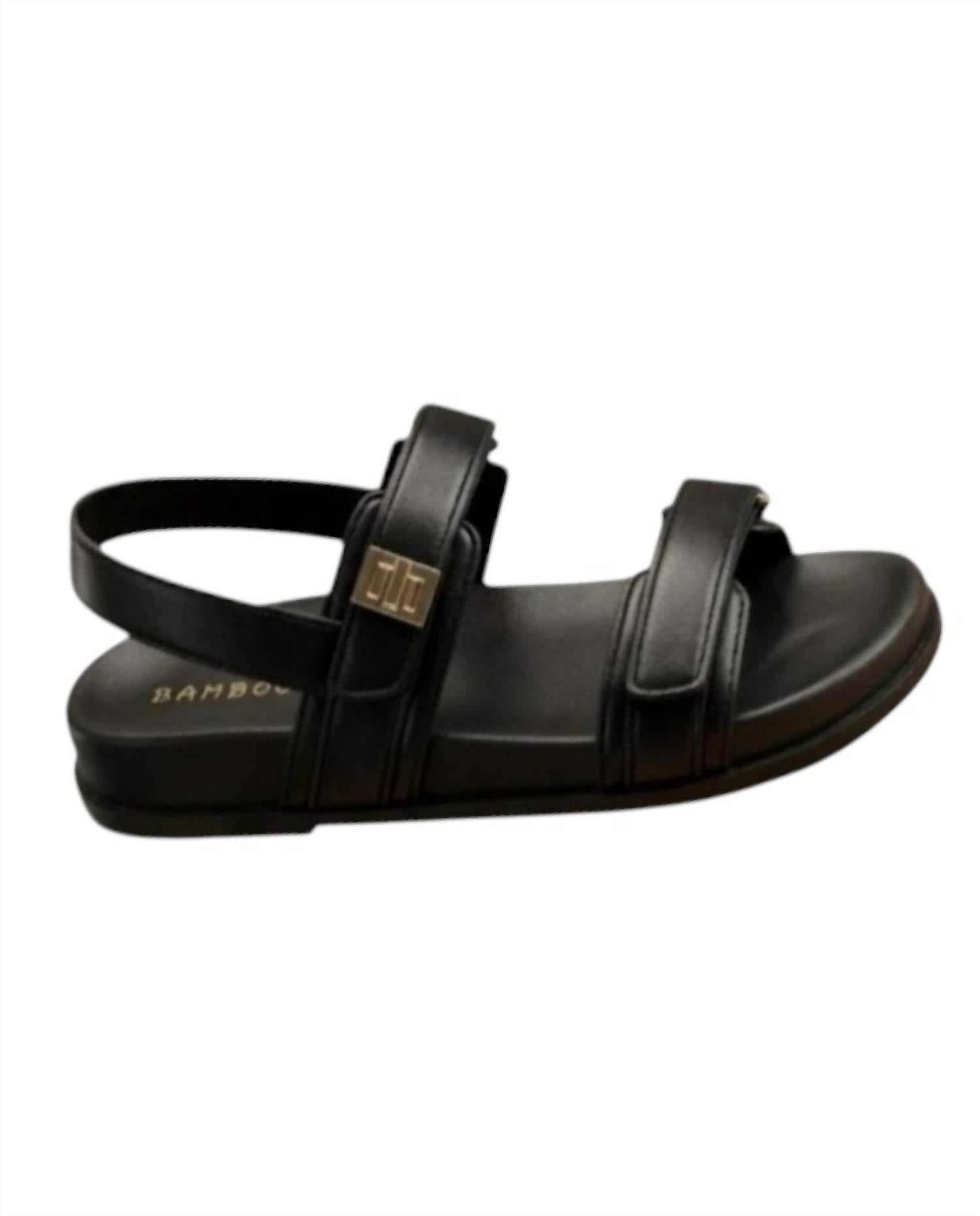 Bamboo Women's Double Strapped Sandal in black - women's sandal