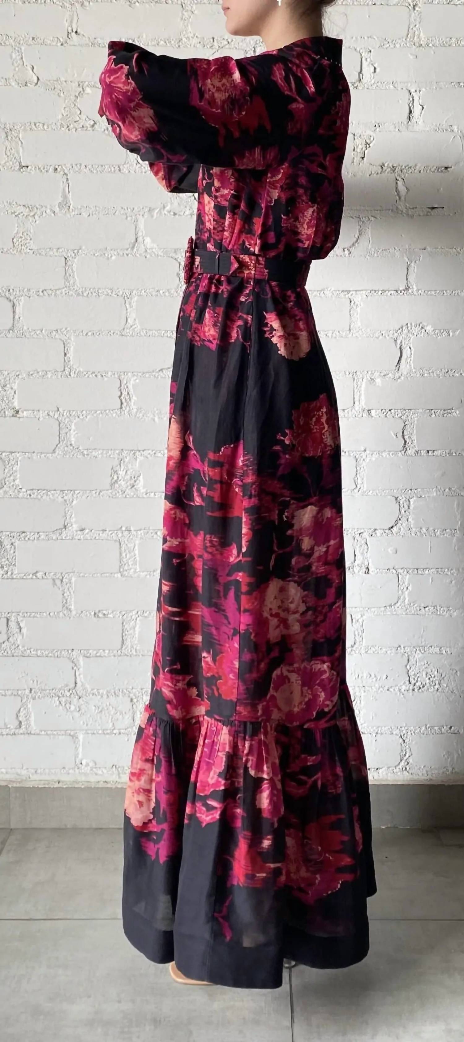 HEMANT & NANDITA Zina Long Dress in pink - women's dress - detail view