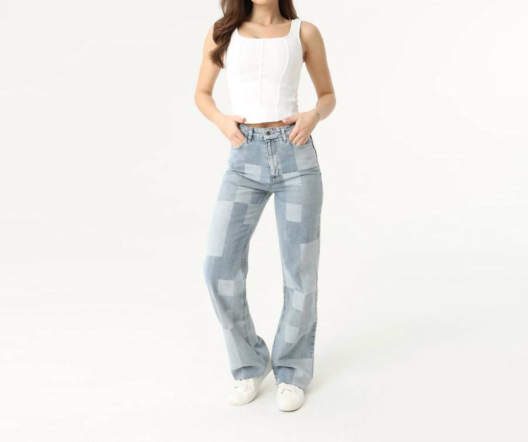 Soulofmu - Women's Patchwork High Waisted Jean