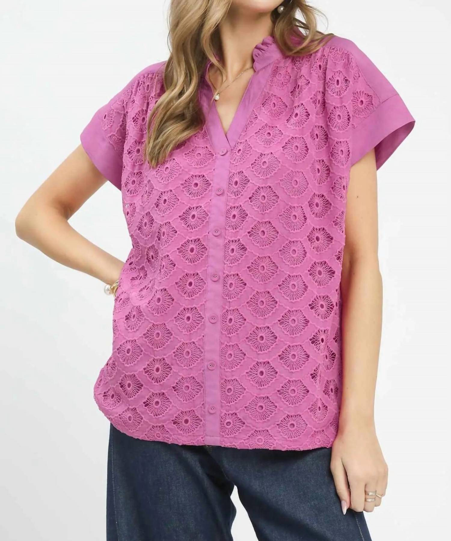 Umgee - Lace Button Front Top