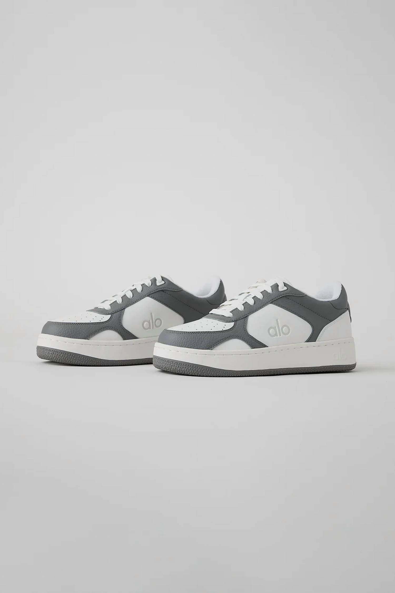 ALO YOGA Men's Recovery Mode Leather Sneakers in gray white - men's sneaker - alternate view