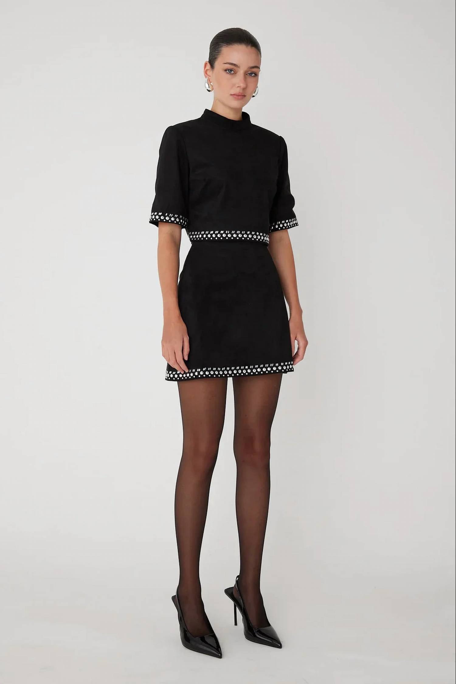 Js71 - Zoe Studded Mini Skirt Set