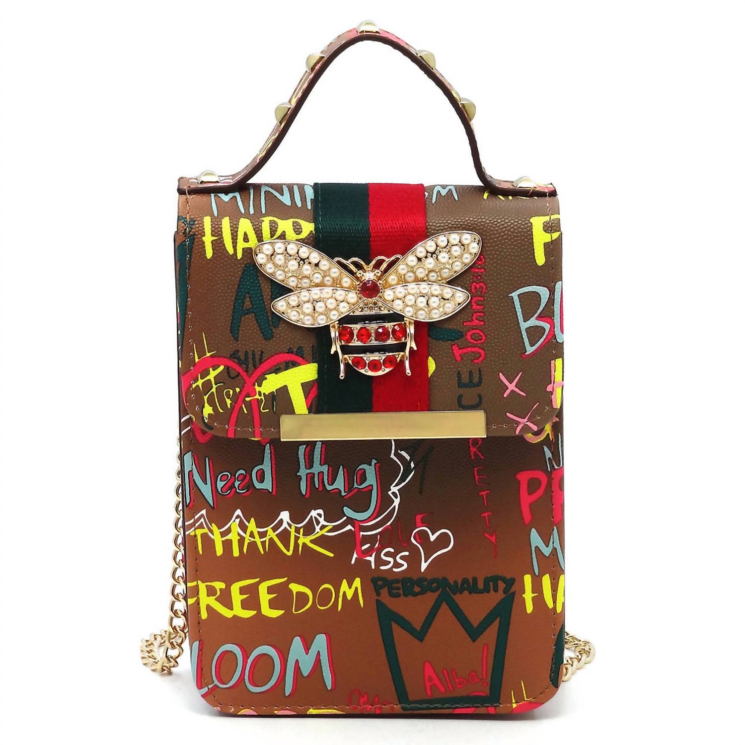 ALBA HANDBAG Women's Queen Bee Mini Bag in tan yellow - women's bag