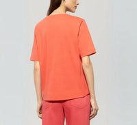 LUISA CERANO Basic Short Sleeve T Shirt in hibiscus - women's t-shirt - detail view