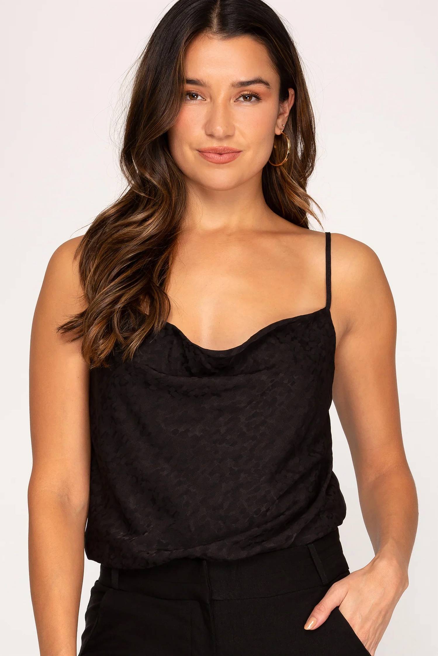 She + Sky - Cowl Neck Cami Bodysuit