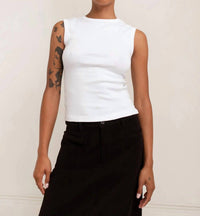 Paper Label Lydia Sleeveless Tank in bright white - women's tank top