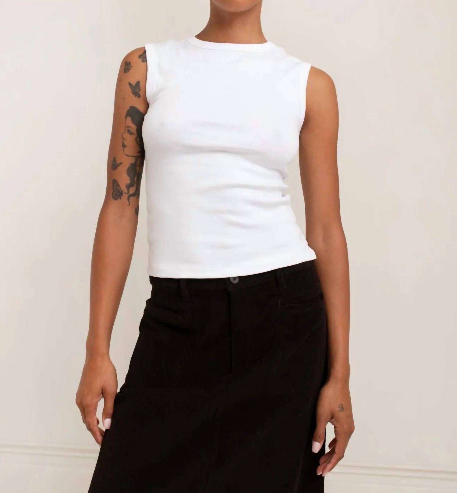 Paper Label Lydia Sleeveless Tank in bright white - women's tank top