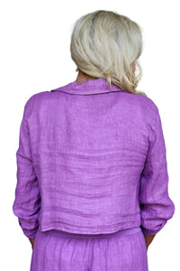 Look Mode Usa - Raw Edge Cropped Linen Jacket