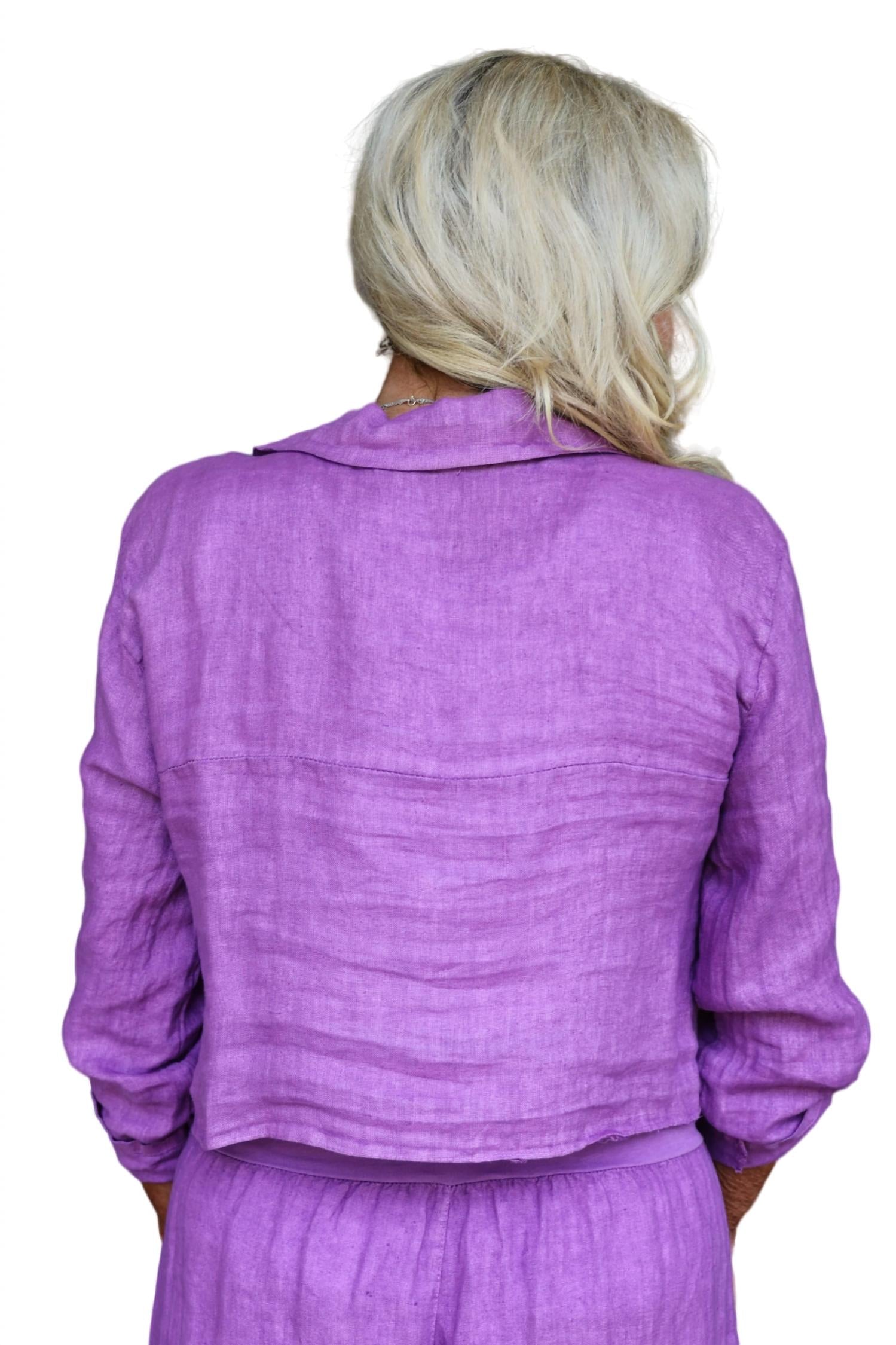 Look Mode Usa - Raw Edge Cropped Linen Jacket