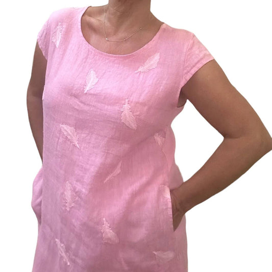 Made In Italy - Embroidered linen dress