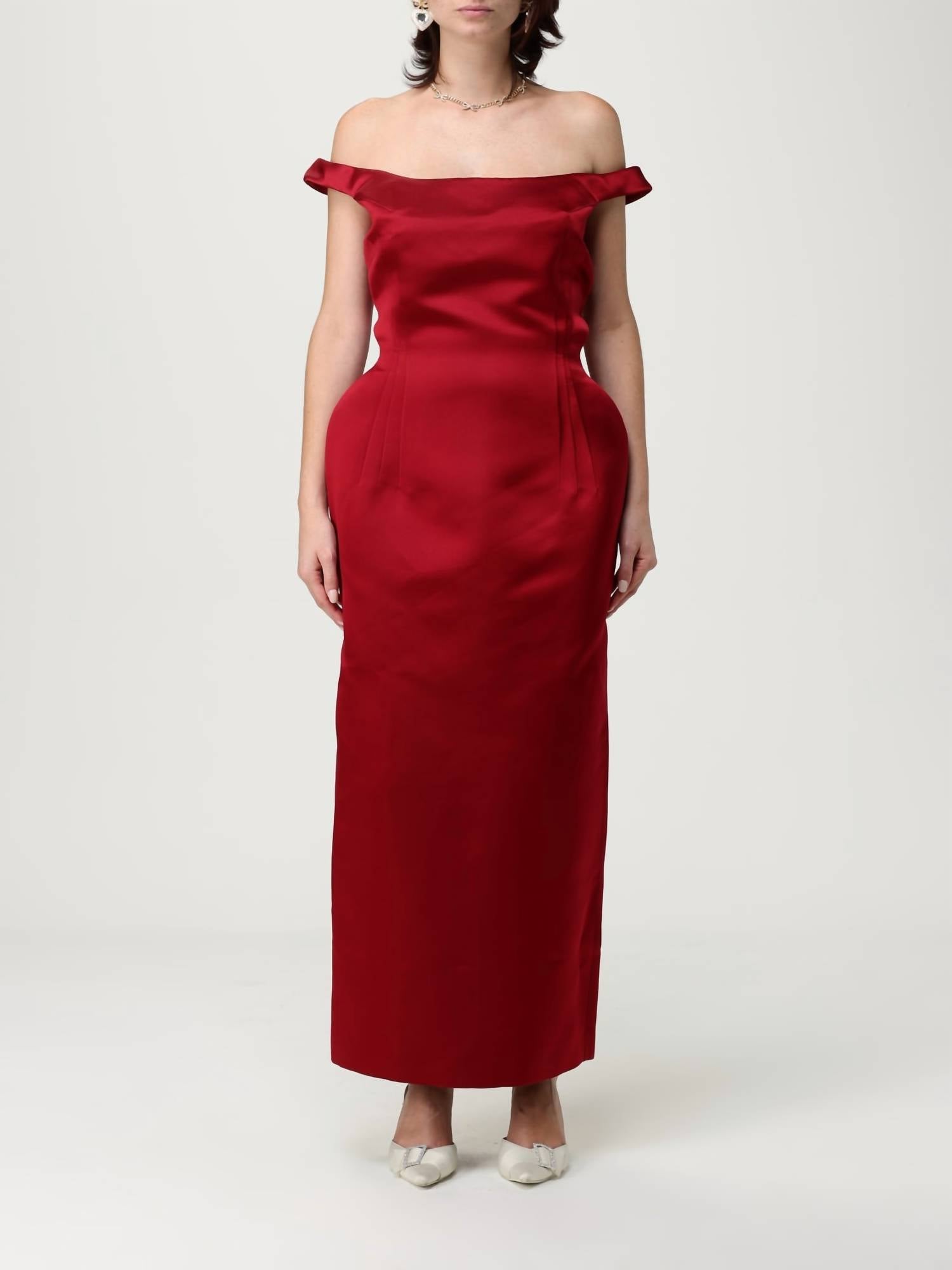 Magda Butrym Women's Off The Shoulder Dress in bordeaux - women's dress