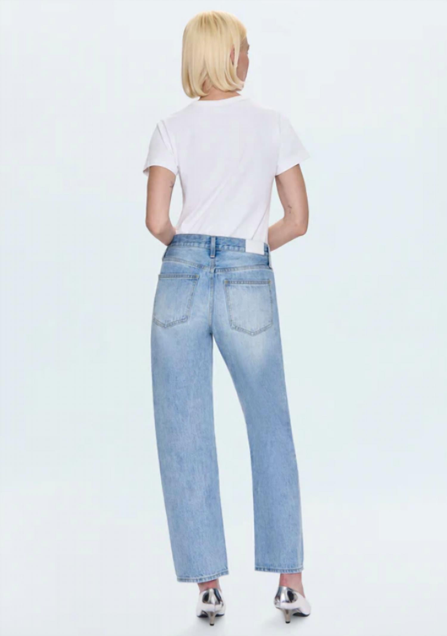 PISTOLA Lexi Mid Rise Bowed Straight Jeans in aries 5 - women's jeans - detail view