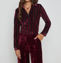 L'Agence - Laurent Striped Velvet Blouse