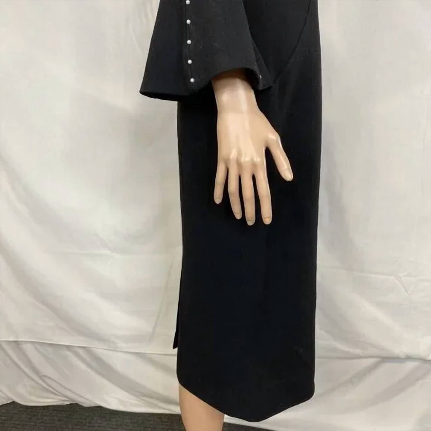 Lela Rose Women’s Bell Sleeve Wool Crepe Midi Dress in black - women's dress - view 5
