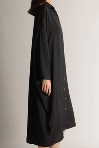 P.Cill - Satin Oversized Button Up Shirt Midi Dress