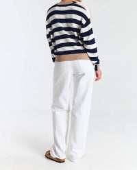 Brodie Cashmere - Mesh Stripe V Sweater