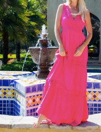 Sweet Lovely By Jen - Surplus Crochet Lace Woven Maxi Dress