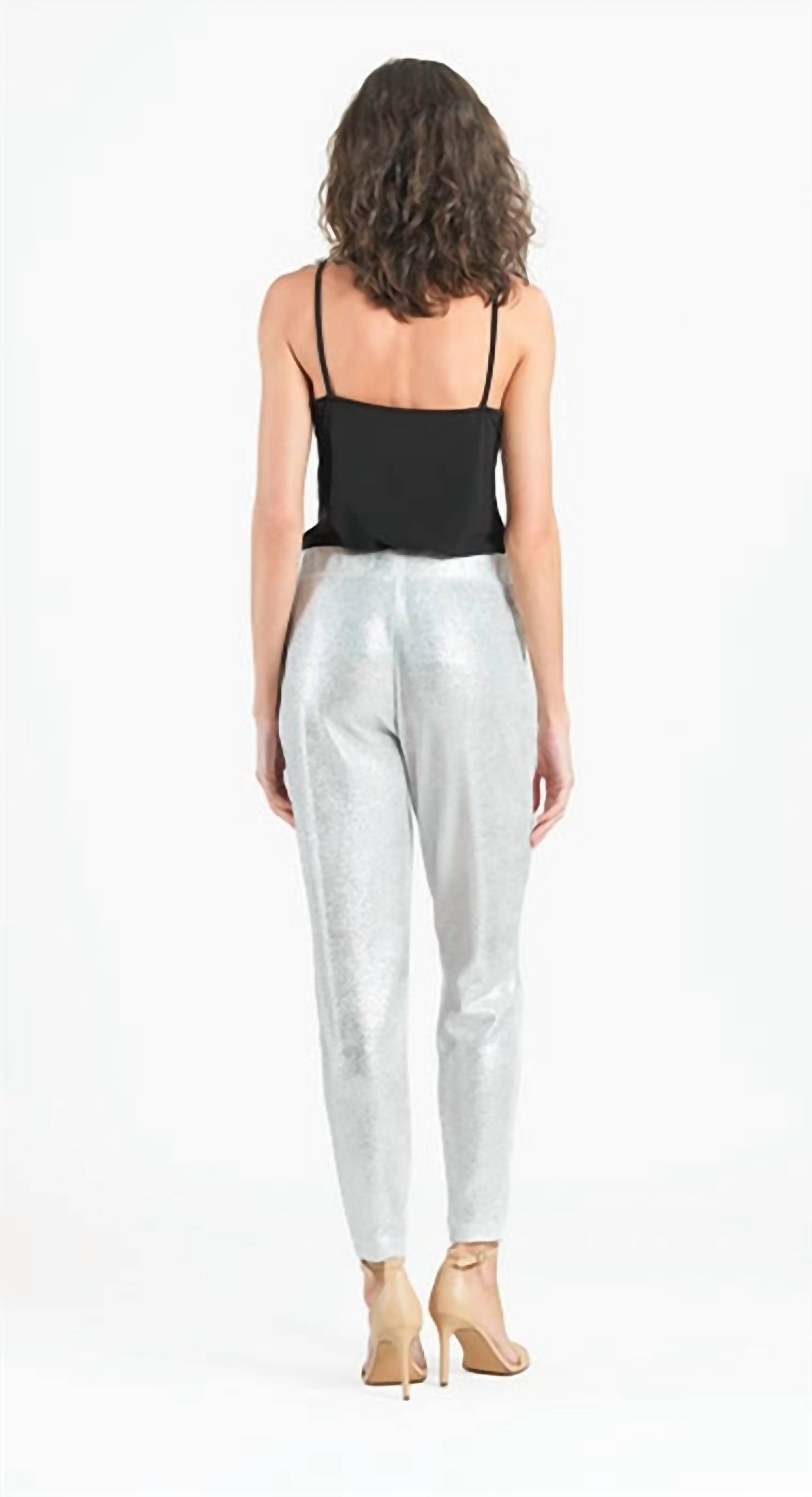 CLARA SUNWOO Shimmer Pants in silver - women's pants - alternate view