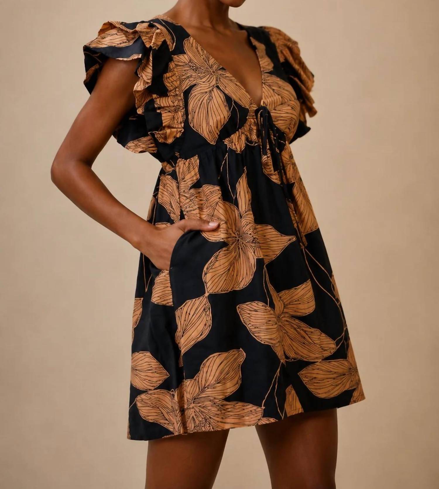 Tcec - Floral Print Babydoll Mini Dress