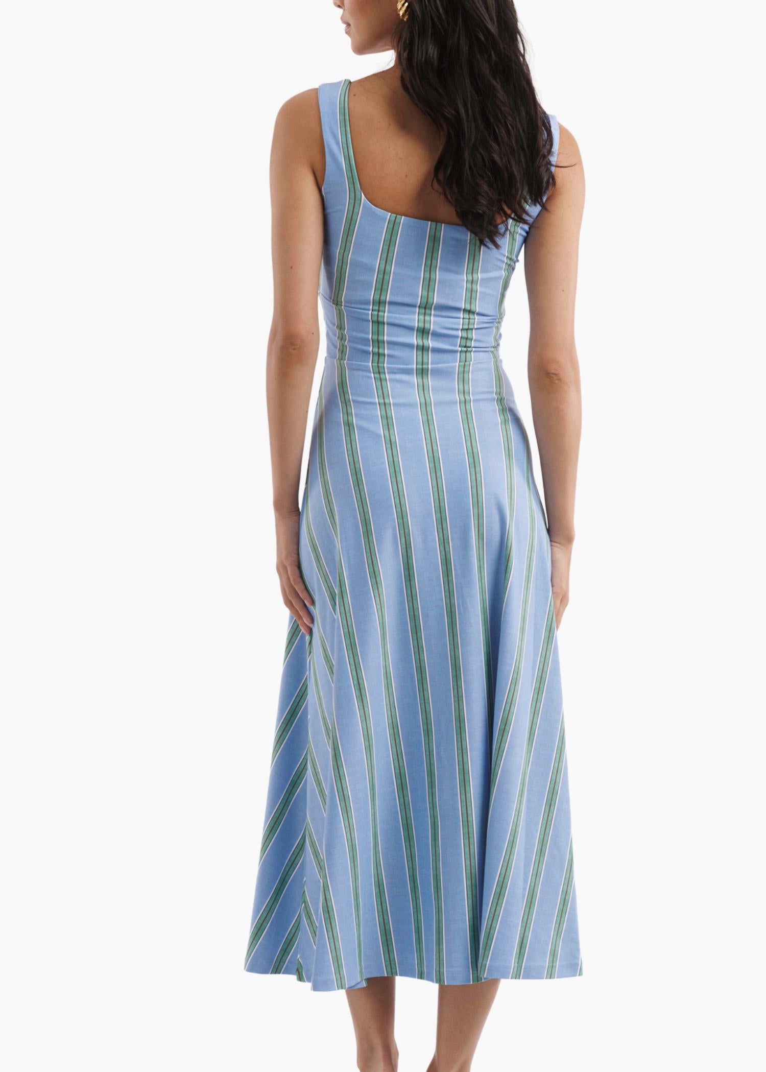 SMITH & QUINN Diana Button Front Dress in hydrangea stripe - women's dress - detail view