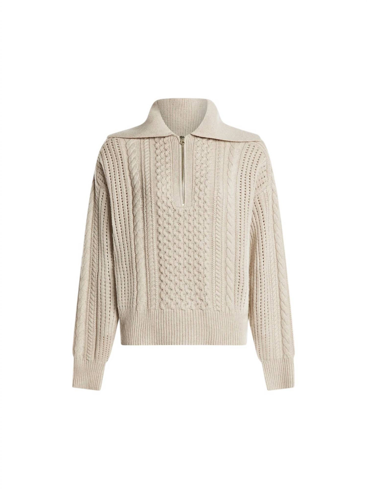 Varley - CAMELLO RELAXED CABLE HALF ZIP SWEATER