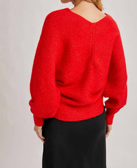 Bluivy - Wrap Crossover Ribbed Fuzzy Knit Sweater
