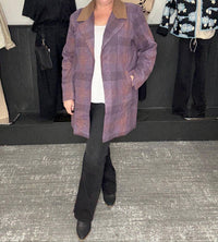 Hem & Thread - Brushed Plaid Coat With Contrast Collar