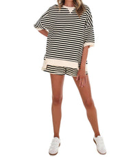 Very J - Women's Easy Does It Stripe Two Piece Set