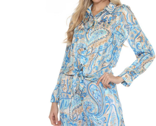 Azi - paisley print tie front