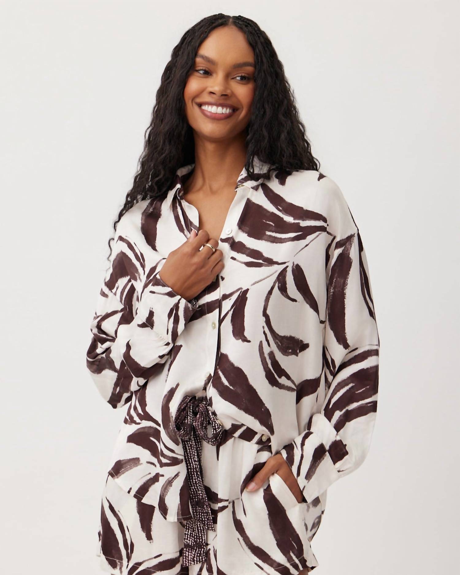 Bella Dahl - Contrast Oversized Button Down Shirt