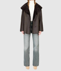 HiSO Cherez Reversible Shearling Jacket in chocolate silky - women's jacket