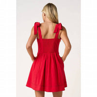 Mittoshop - Game Day Contrast Stitch Tie Shoulder Mini Dress