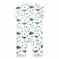 Viverano Organics - Kids Whales Rolled Sleeve Jumpsuit