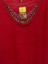 600 West Women Beaded Neckline Sweater in red - women's sweater - detail view