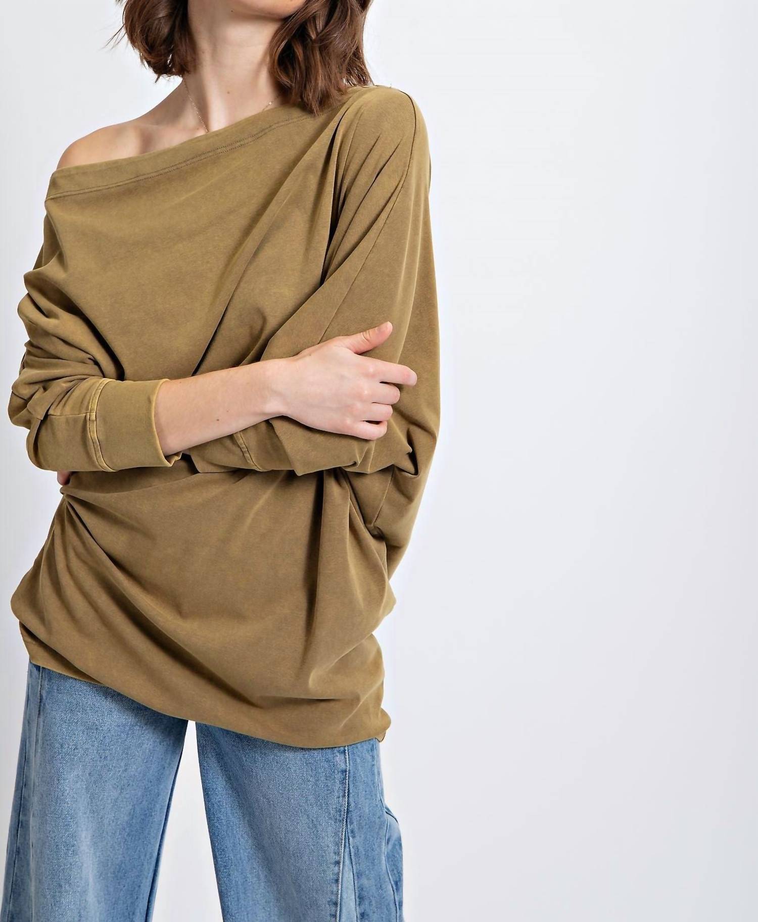 Little Secret Of Mine - Asymmetric Oversized Off-shoulder Tunic