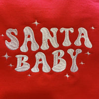 Distressed Vintage Couture Santa Baby Crewneck Sweatshirt in red white - women's top - alternate view