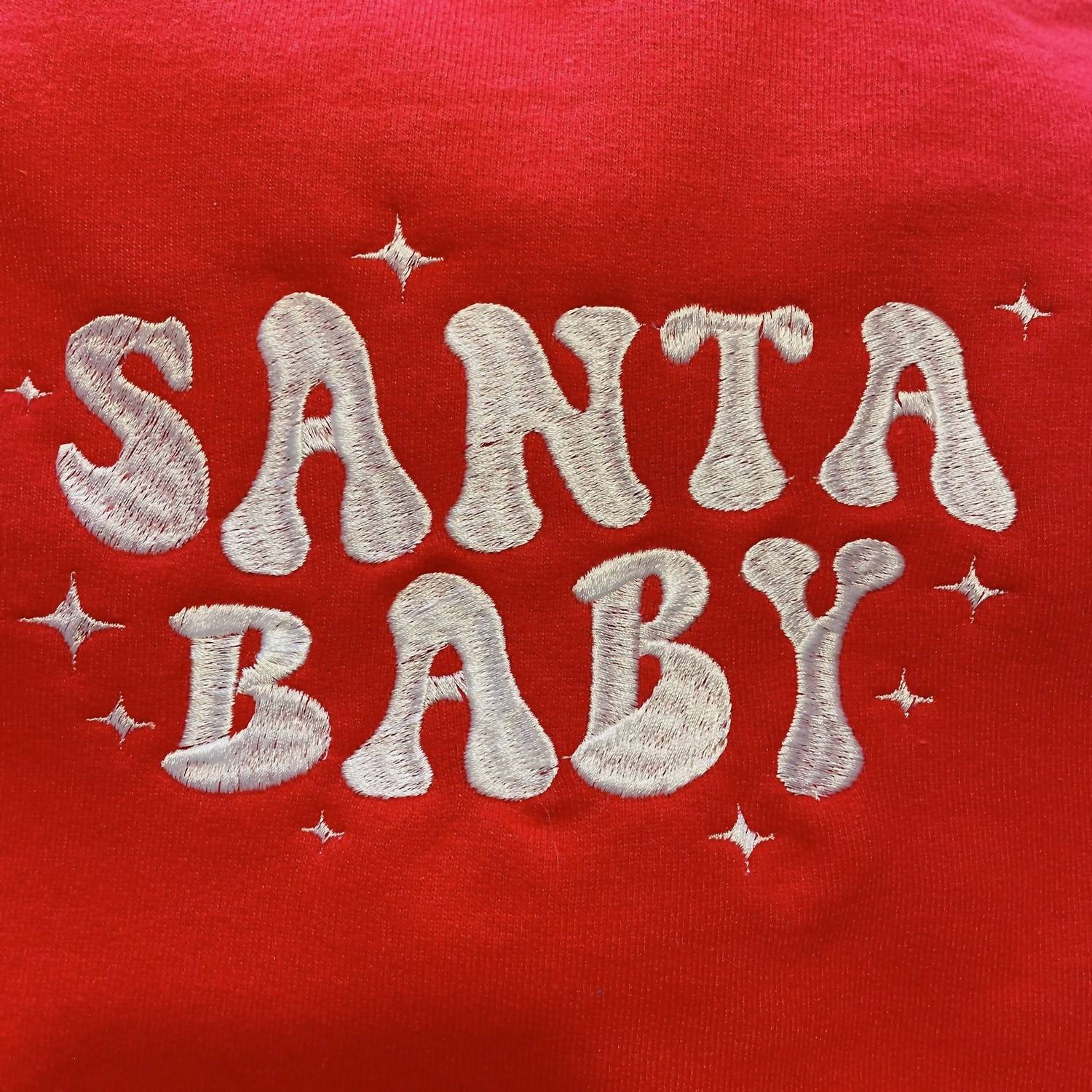 Distressed Vintage Couture Santa Baby Crewneck Sweatshirt in red white - women's top - alternate view