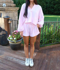 Bucketlist - Pointelle Drawstring Shorts With Big Pockets Set