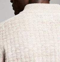 Billy Reid Basketweave Half Zip Sweater in oatmeal melange - men's sweater - alternate view