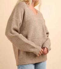 Very J - Oversized Seam Detail Drop Shoulder Hooded Sweater