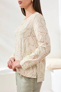 Tribal - CREW NECK TOP WITH SIDE SLITS