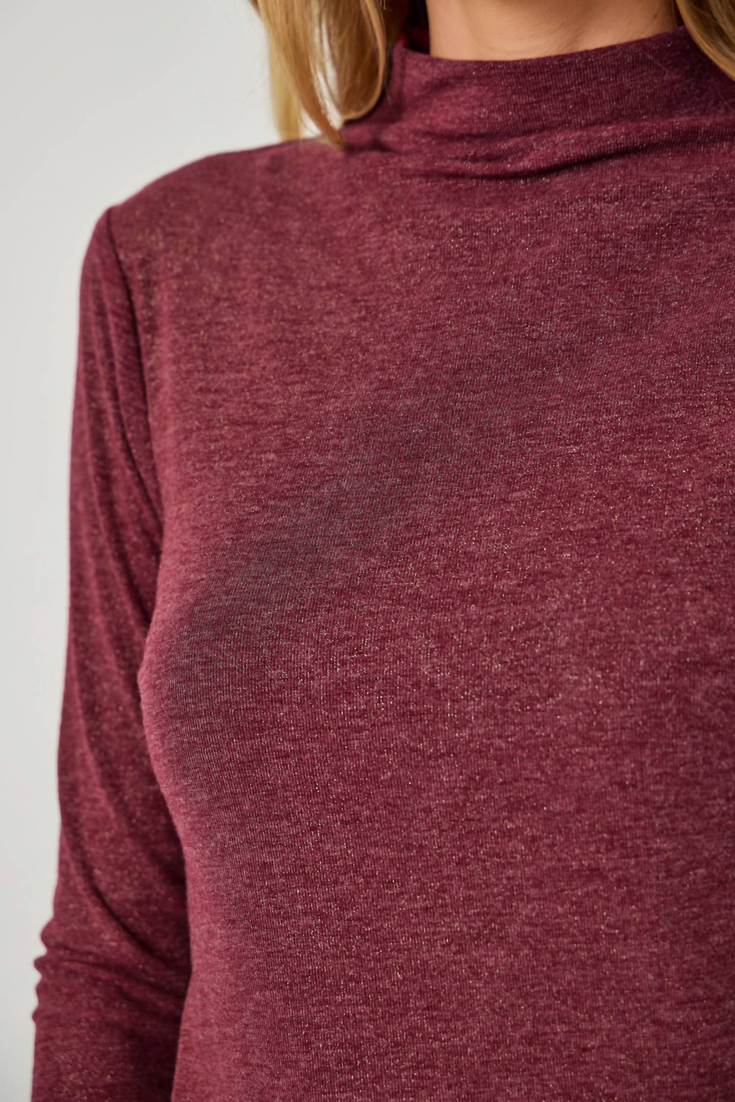 Mystree - Knit Mock Neck Long Sleeve Top