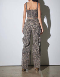 Wffs - Animal Print Cargo Stretch Pants