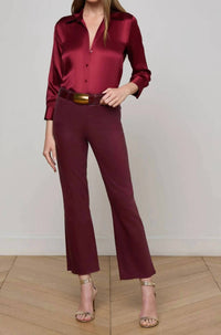 L'Agence Kendra Coated Cropped Flare Jean in dark port - women's jeans - alternate view